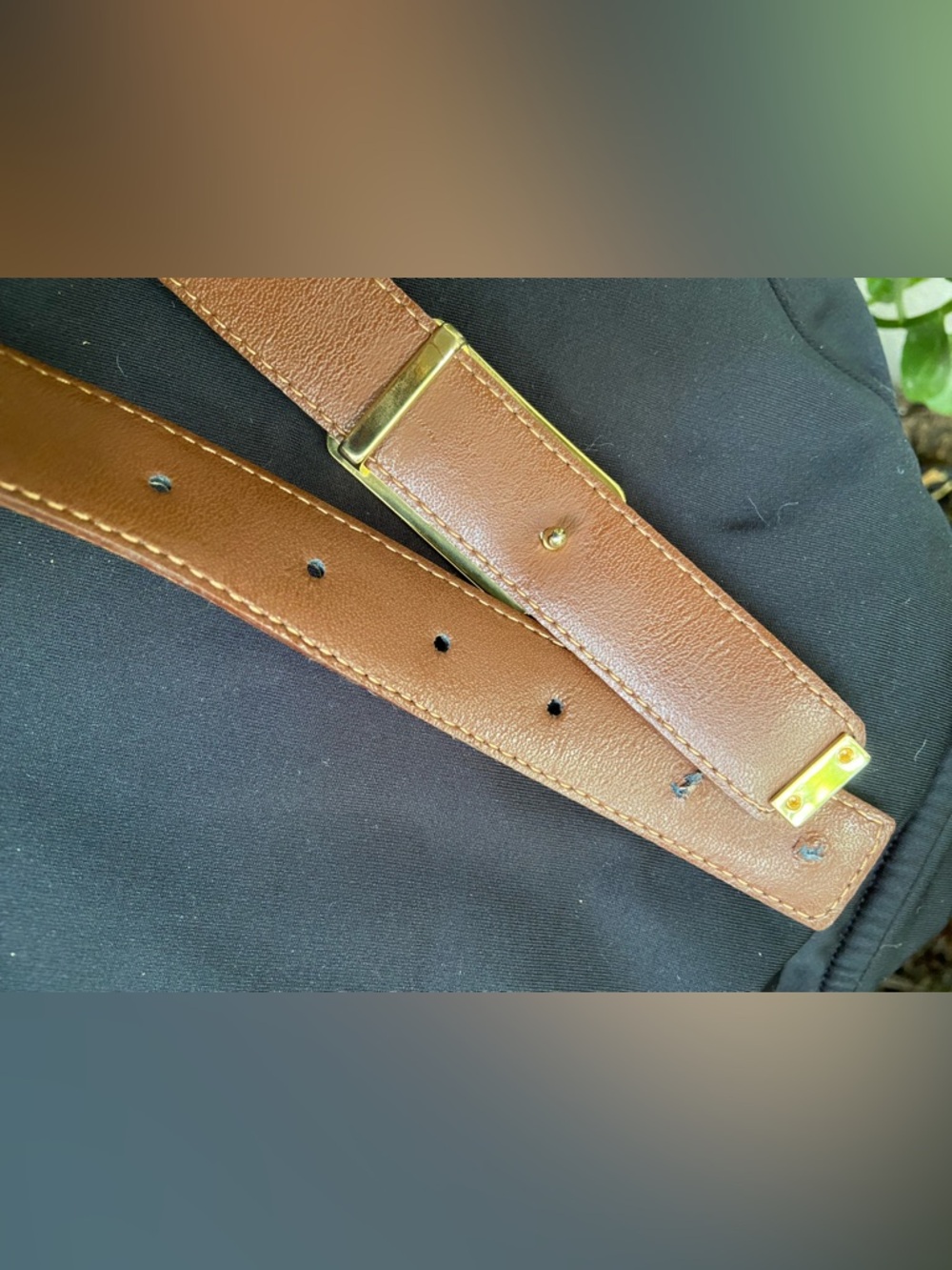 Burberry Vintage Beige Tan Check Canvas Belt with Gold Buckle. Unisex - Picture 4 of 9